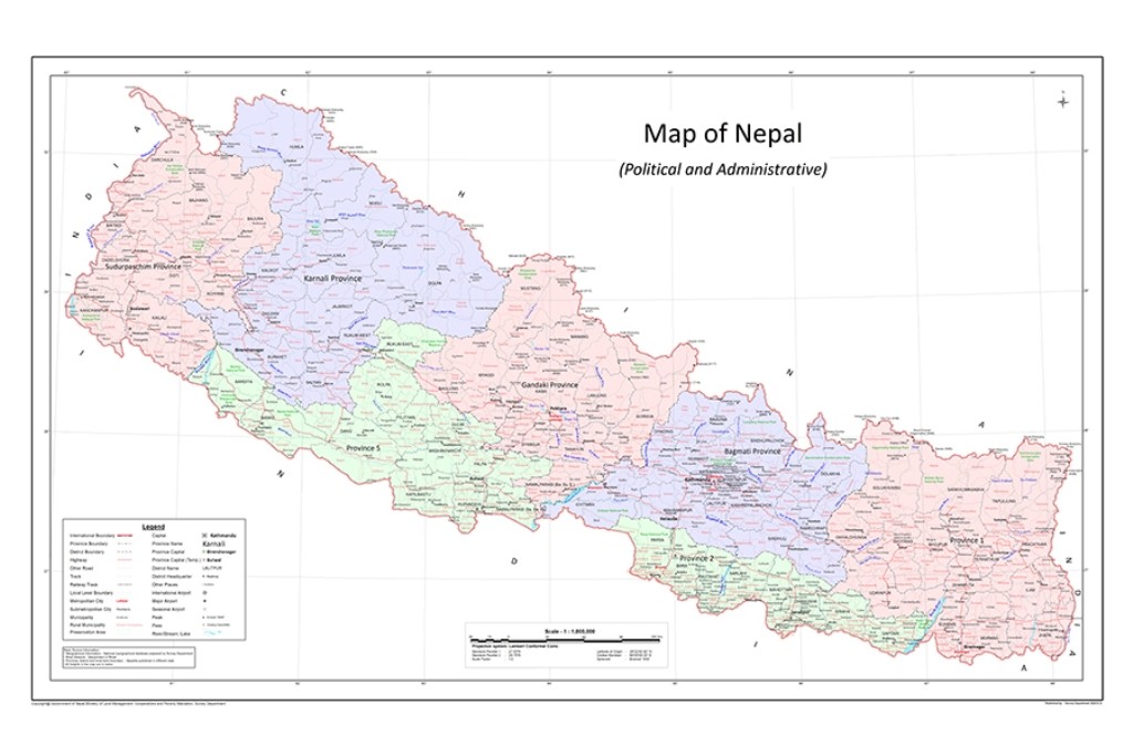 लिम्पियाधुरा सहितको नेपालको नयाँ नक्सा अंग्रेजीमा, राष्ट्र संघमा पठाउने बाटो खुल्यो