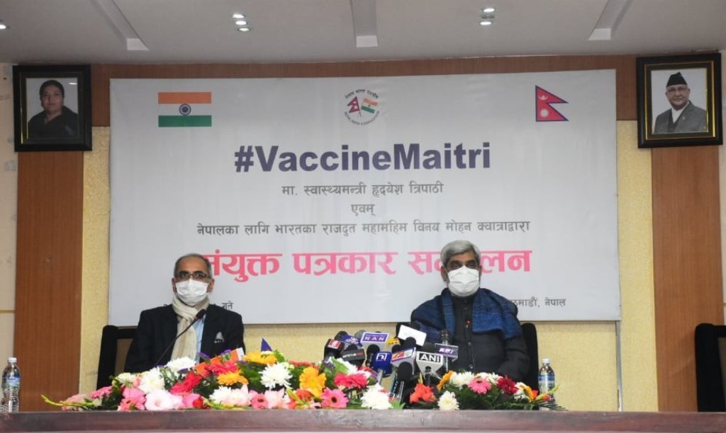 भारतले उपलब्ध गराउने कोरोना विरुद्धको १० लाख डोज खोप भोलि काठमाडौं आइपुग्ने