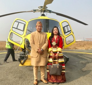 प्रदेश १ का मुख्यमन्त्री हिडे हेलिकोप्टर लिएर ससुराली (४ तस्बिरसहित) !