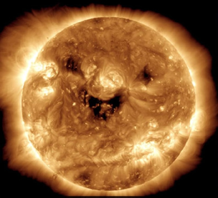 NASA satellite captures 'smiling Sun'