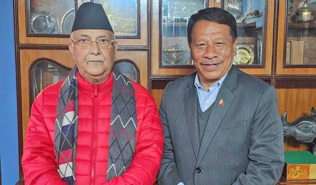 केपी ओली र प्रकाशमान सिंहबीच भेटवार्ता