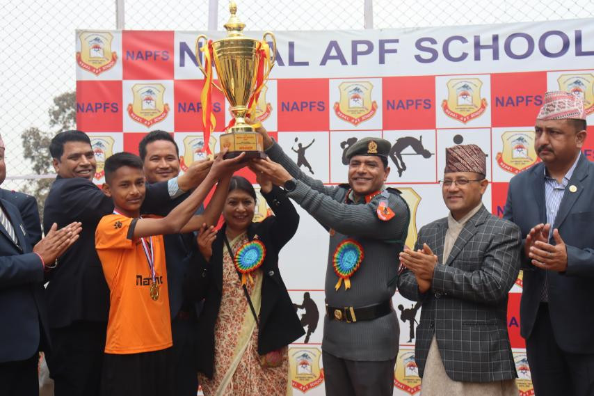 सातौं एपीएफ स्कुल कप आमन्त्रित फुटबलमा आयोजक एपीएफ स्कुल कीर्तिपुर विजयी