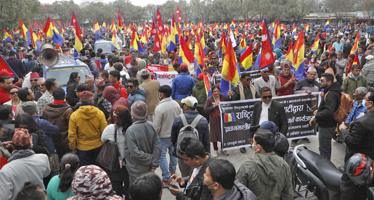 ४० बुँदे माग राख्दै राप्रपाको काठमाडौंमा प्रदर्शन